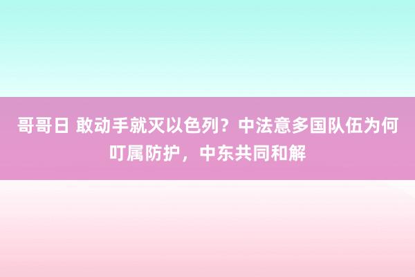 哥哥日 敢动手就灭以色列？中法意多国队伍为何叮属防护，中东共同和解