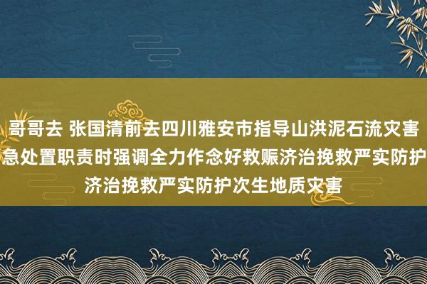 哥哥去 张国清前去四川雅安市指导山洪泥石流灾害现场搜救和济急处置职责时强调　　全力作念好救赈济治挽救　　严实防护次生地质灾害