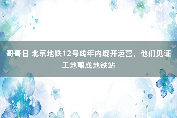 哥哥日 北京地铁12号线年内绽开运营，他们见证工地酿成地铁站