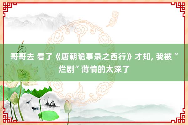 哥哥去 看了《唐朝诡事录之西行》才知， 我被“烂剧”薄情的太深了