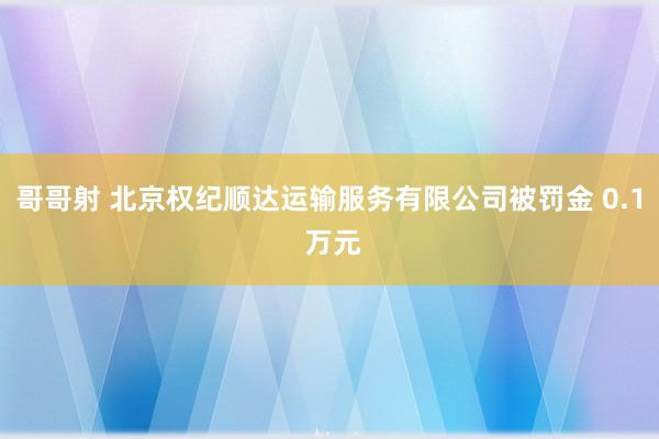 哥哥射 北京权纪顺达运输服务有限公司被罚金 0.1 万元