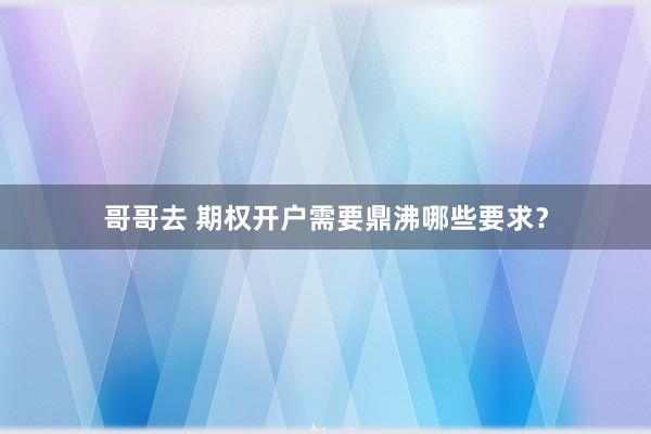 哥哥去 期权开户需要鼎沸哪些要求？