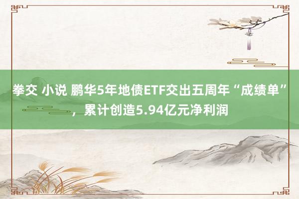 拳交 小说 鹏华5年地债ETF交出五周年“成绩单”，累计创造5.94亿元净利润