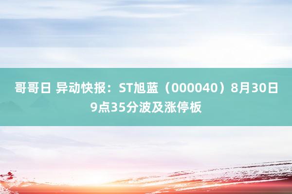 哥哥日 异动快报：ST旭蓝（000040）8月30日9点35分波及涨停板