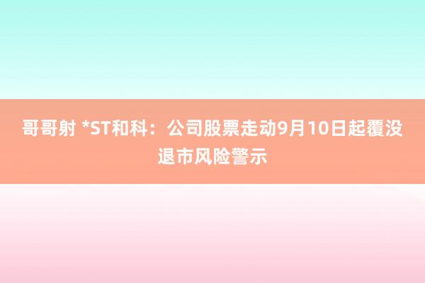 哥哥射 *ST和科：公司股票走动9月10日起覆没退市风险警示